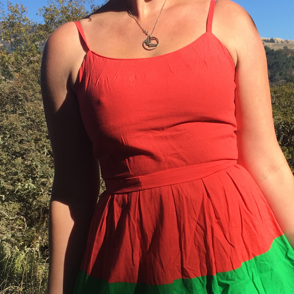 Vintage Red Green and Blue Cotton Sun Dress - Picture 5 of 5
